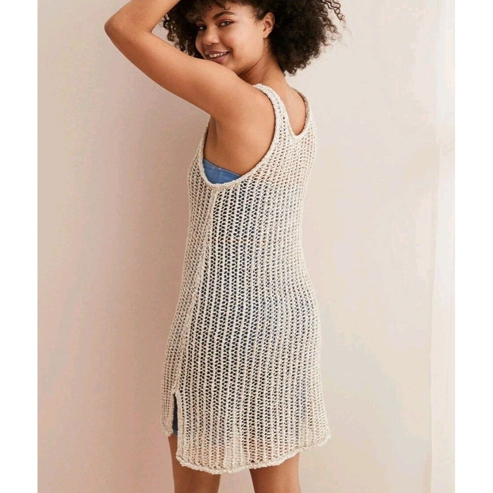 Boho Crochet Knit Beach Cover Up Aerie Sz M Sleeveless Tunic Top Cottagecore